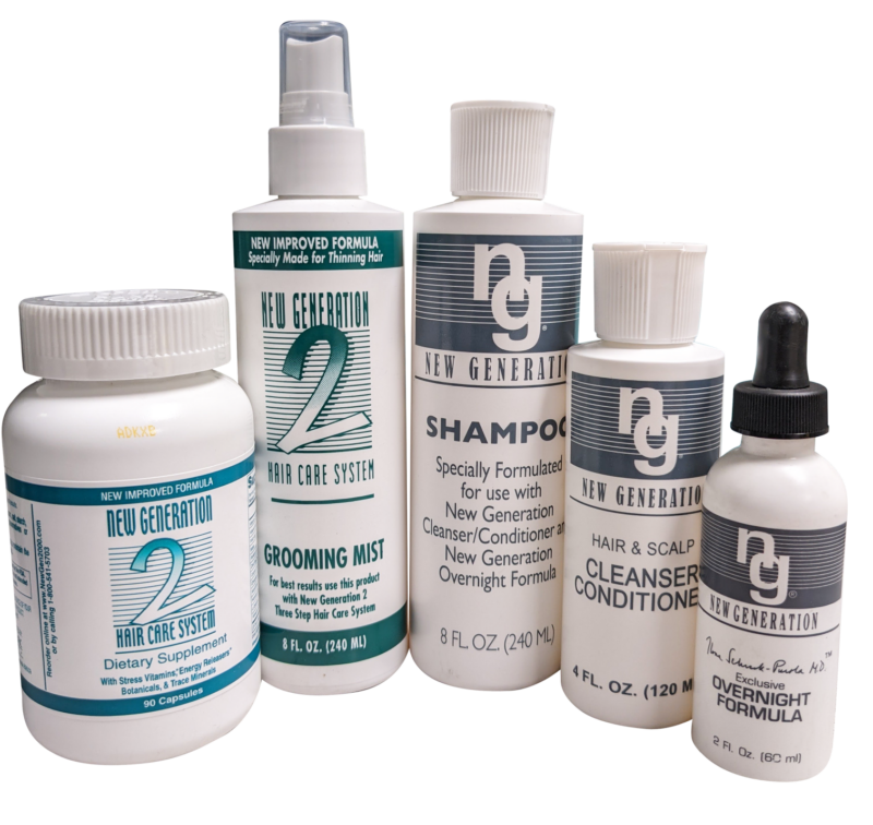 5-Piece Set - New Generation Original Shampoo, Cleanser/Conditioner, Overnight Formula, Grooming Mist, Dietary Supplements